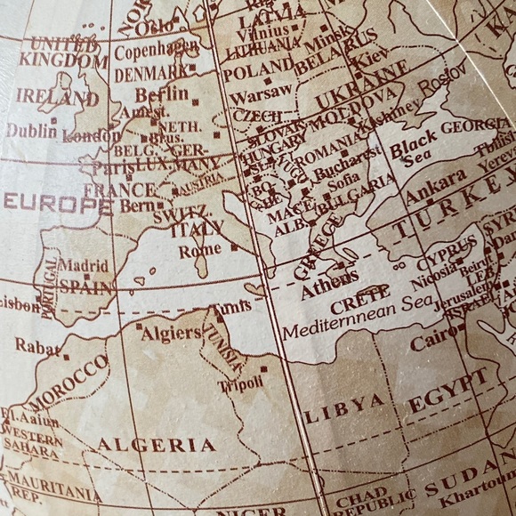 Chic Light Finish Globe on Wood Stand - Picture 5 of 8